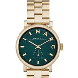 Marc Jacobs Baker Green Dial Gold Steel Strap Watch for Women - MBM3245