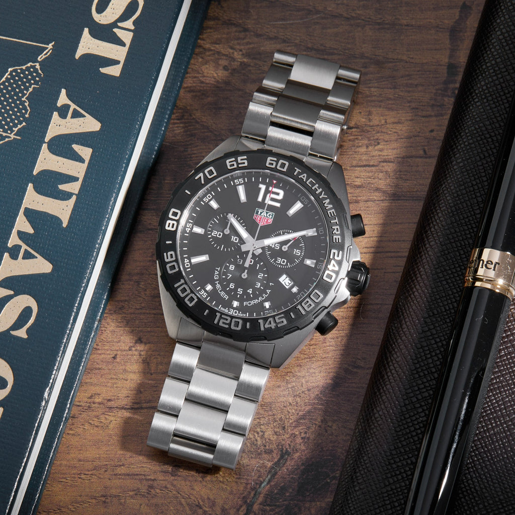 Tag Heuer Formula 1 Chronograph Black Dial Silver Steel Strap Watch for Men - CAZ1010.BA0842