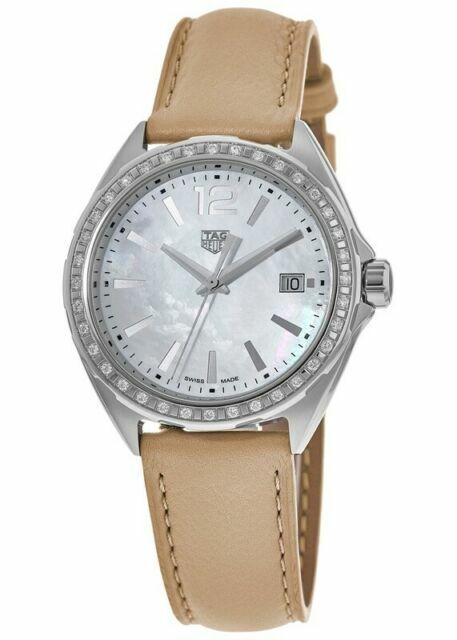 Tag Heuer Formula 1 Quartz Diamonds Mother of Pearl Dial Beige Leather Strap Watch for Women - WBJ131A.FC8254