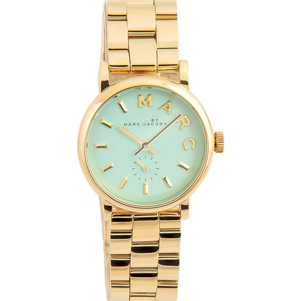 Marc Jacobs Baker Mint Green Dial Gold Steel Strap Watch for Women - MBM3284