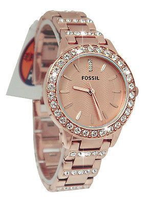 Fossil Jesse Crystal Rose Gold Dial Rose Gold Steel Strap Watch for Women - ES3020