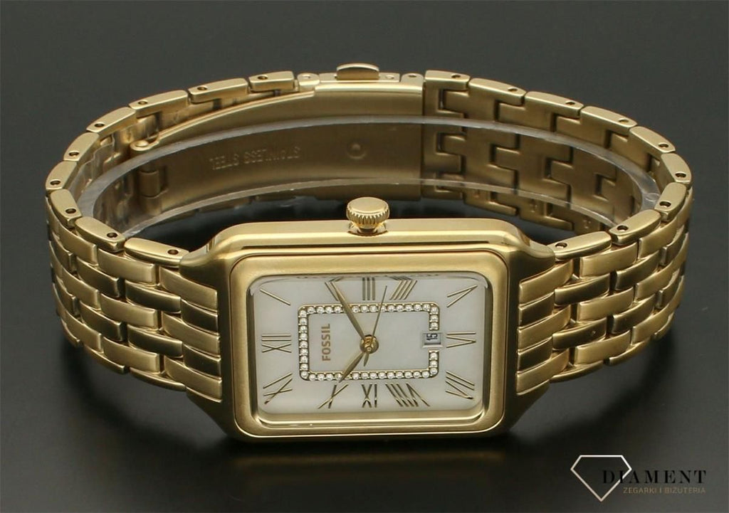 Fossil ES5304 gold watch with rectangular face