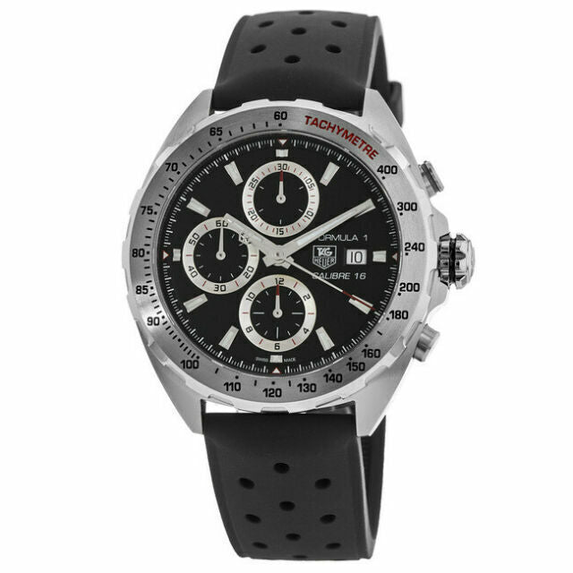 Tag Heuer Formula 1 Calibre 16 Black Dial Black Leather Strap Watch for Men - CAZ2010.FT8024