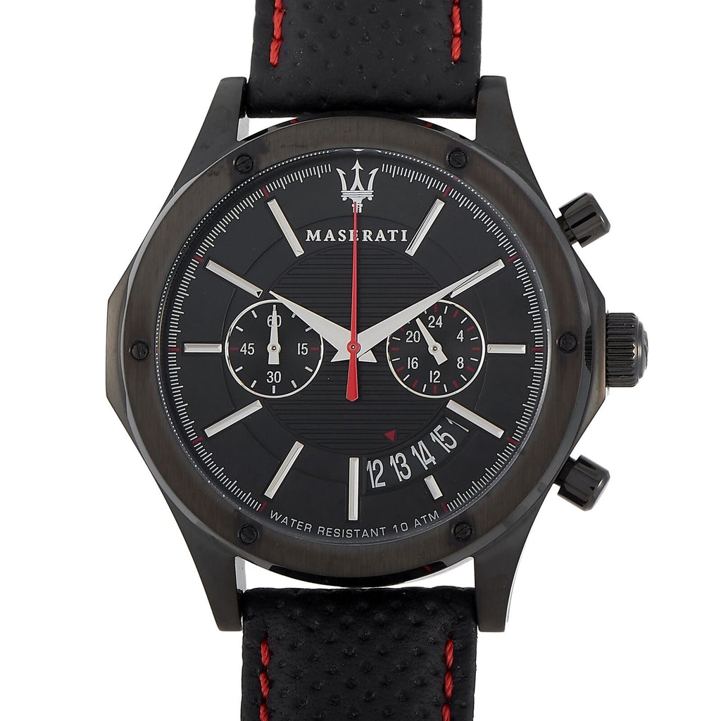 Maserati Circuito Black Dial Black Leather Strap Watch For Men - R8871627004