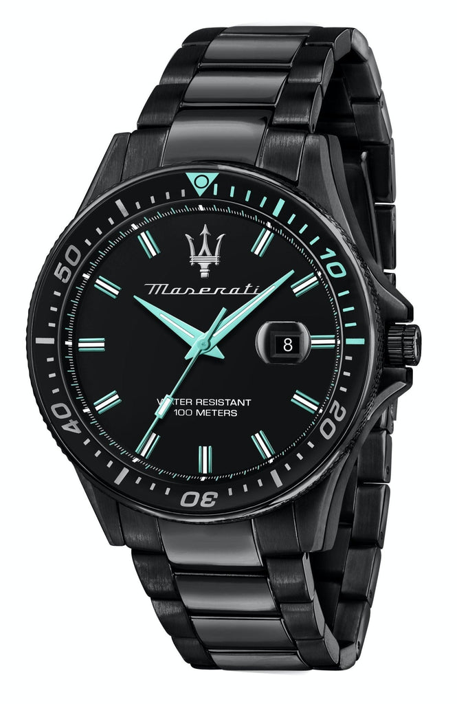 Maserati SFIDA Aqua Edition Analog Black Dial Black Steel Strap Watch For Men - R8853144001