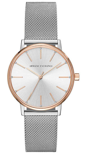 Armani Exchange Lola Analog White Dial Silver Mesh Strap Watch For Women - AX5537