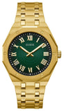 Guess Asset Quartz Green Dial Gold Steel Strap Watch For Men - GW0575G2