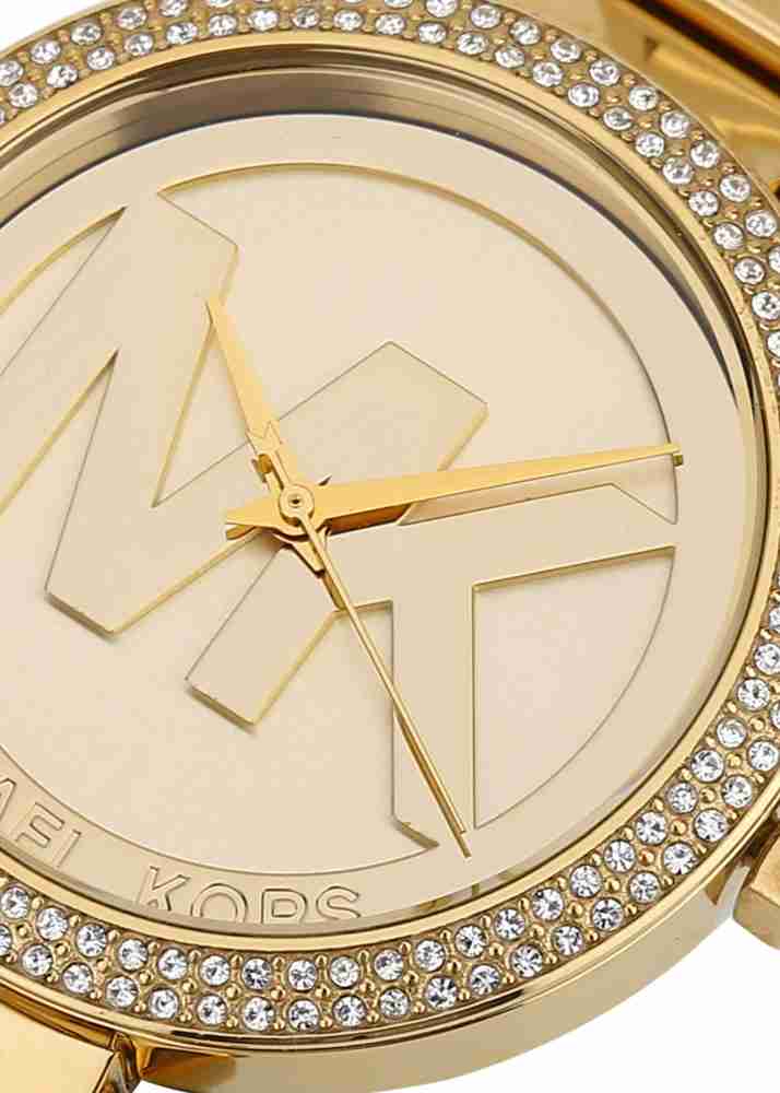 Michael Kors Parker Diamonds Gold Dial Gold Steel Strap Watch for Women - MK5784