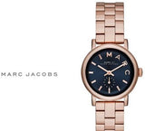 Marc Jacobs Baker Navy Blue Dial Rose Gold Steel Strap Watch for Women - MBM3332
