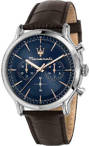 Maserati Epoca Chronograph Blue Dial Brown Leather Strap Watch For Men - R8871618014
