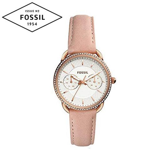 Fossil Tailor Quartz White Dial Pink Leather Strap Watch for Women - ES4393