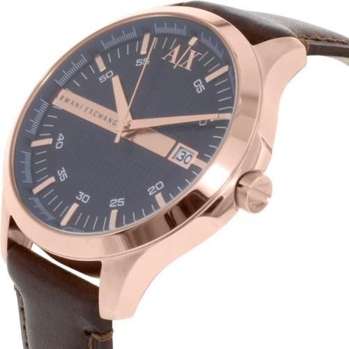 Armani Exchange Hampton Chronograph Blue Dial Brown Leather Strap Watch For Men - AX2172