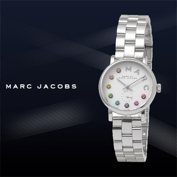 Marc Jacobs Baker Dexter White Dial Silver Steel Strap Watch for Women - MBM3423