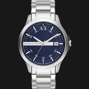 Armani Exchange Hampton Chronograph Blue Dial Silver Steel Strap Watch For Men - AX2132