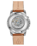 Fossil Grant Sport Automatic Skeleton Blue Dial Brown Leather Strap Watch for Men - ME3140