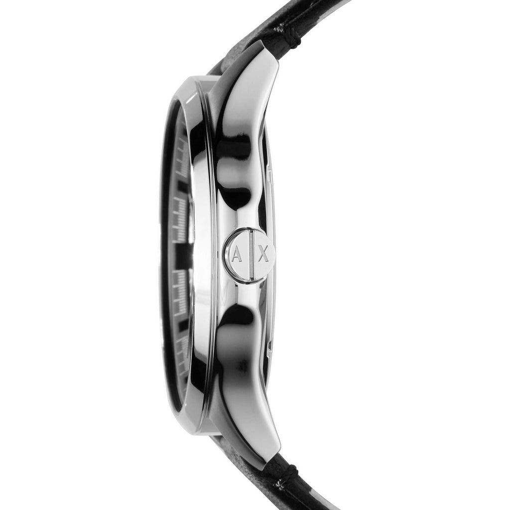 Armani Exchange Hampton Chronograph Black Dial Black Leather Strap Watch For Men - AX2101