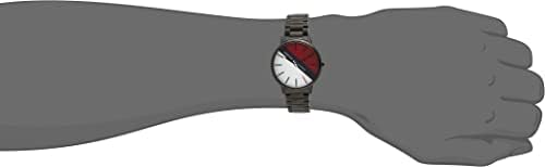 Watch on wrist with red and white face - 21klJhvSu2L
