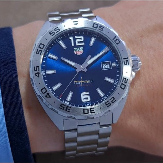 Tag Heuer Formula 1 Stainless Steel 41mm Blue Dial Silver Steel Strap Watch for Men - WAZ1118.BA0875