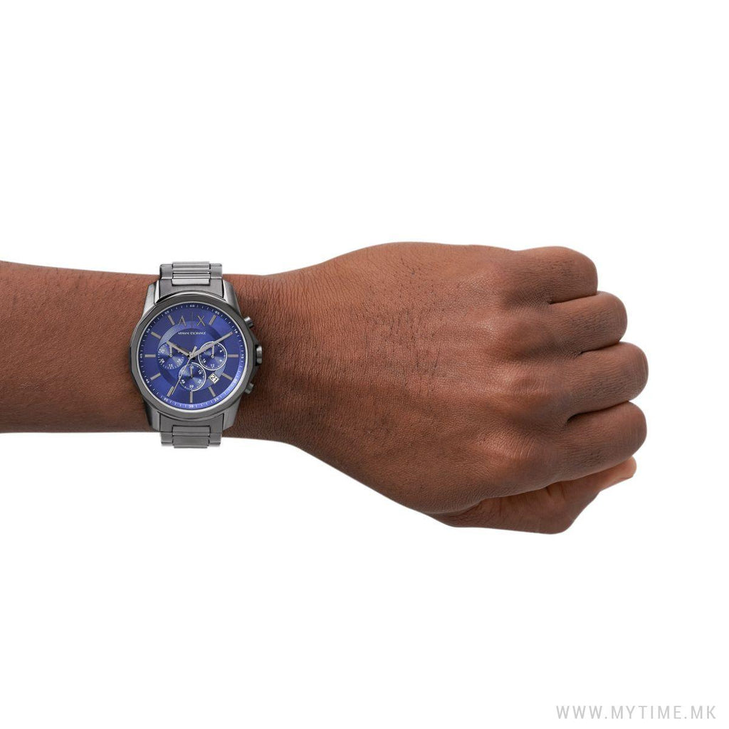 Men's watch on wrist with blue face, product 25517