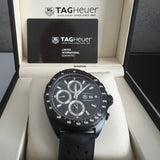 Tag Heuer Formula 1 Automatic Chronograph Black Dial Black Leather Strap Watch for Men - CAZ2011.FT8024