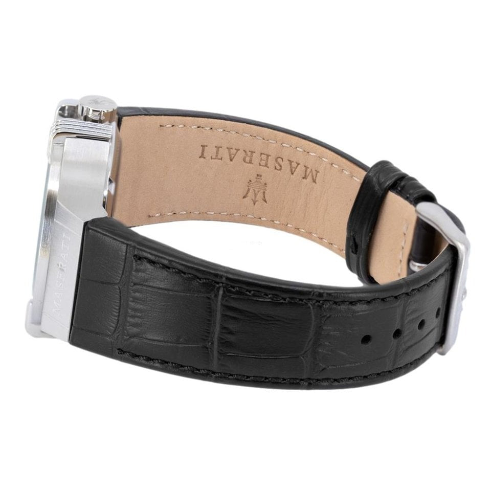 Maserati Potenza Automatic Black Dial Black Leather Strap Watch For Men - R8821108038