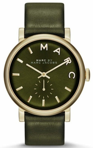Marc Jacobs Baker Olive Green Dial Olive Green Leather Strap Watch for Women - MBM1328