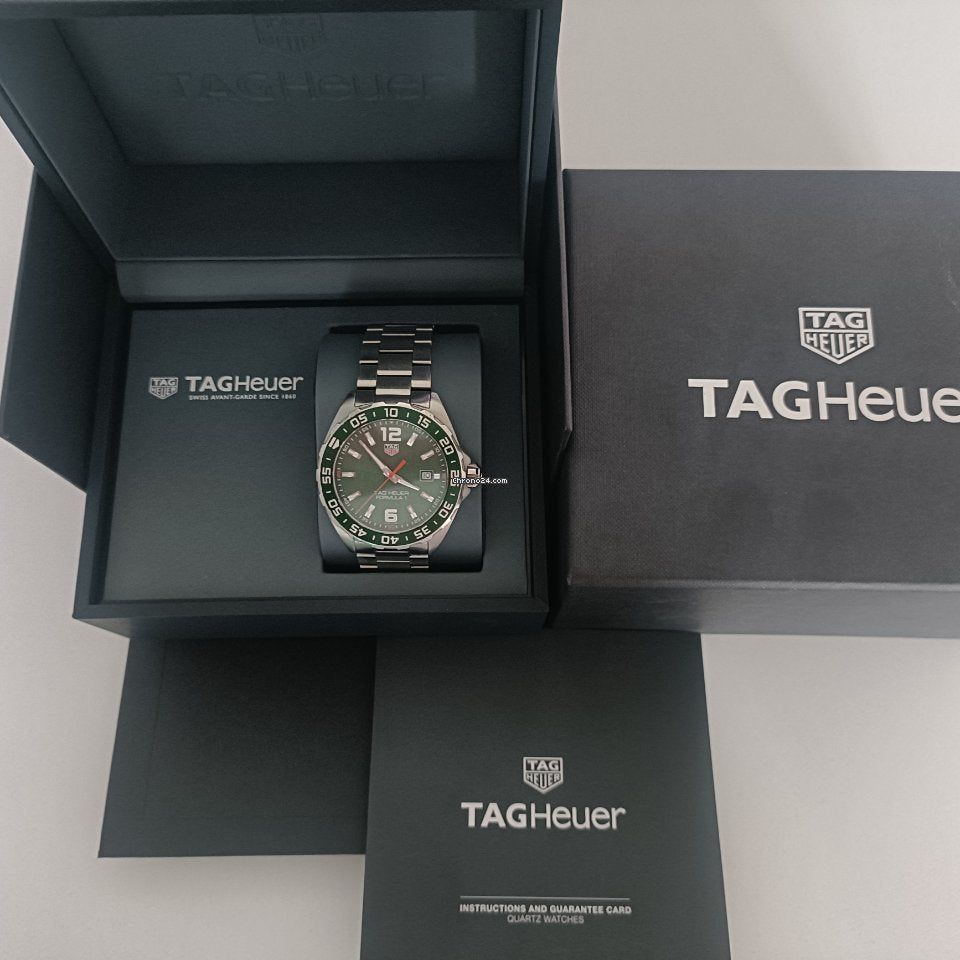 Tag Heuer Formula 1 Quartz Green Dial Silver Steel Strap Watch for Men - WAZ1017.BA0842