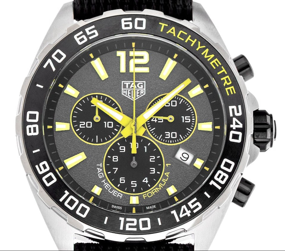 Tag Heuer Formula 1 Chronograph Grey Dial Black Nylon Strap Watch for Men - CAZ101AG.FC8304