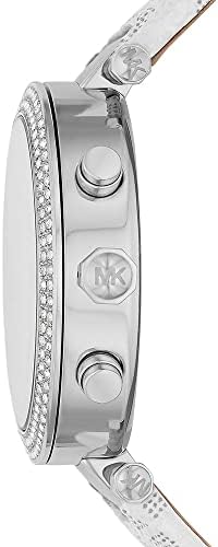 Michael Kors Parker Chronograph White Dial White Leather Strap Watch For Women - MK7226