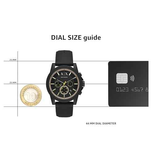 Armani Exchange watch size guide with 44mm dial