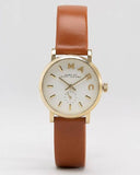 Marc Jacobs Baker White Dial Brown Leather Strap Watch for Women - MBM1317