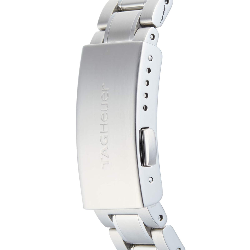 Silver watch clasp with TAGHeuer engraved.