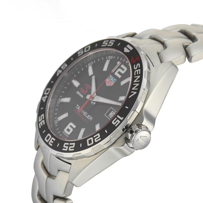 Tag Heuer Formula 1 Senna Limited Edition Black Dial Silver Steel Strap Watch for Men - WAZ1012.BA0883