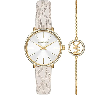 Michael Kors Pyper Quartz Silver Dial White Leather Strap Watch For Women - MK1037