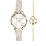 Michael Kors Pyper Quartz Silver Dial White Leather Strap Watch For Women - MK1037