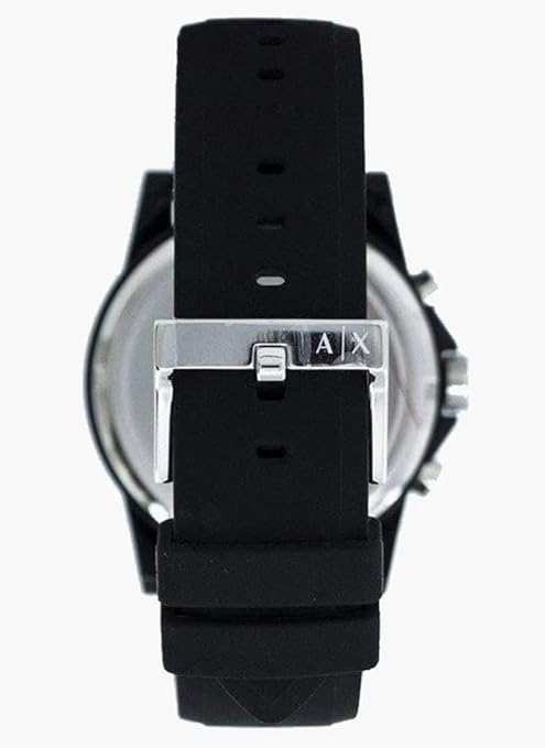 Armani Exchange watch, black strap, silver buckle detail