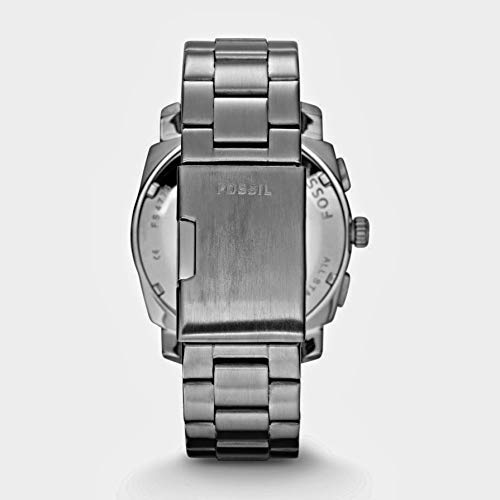 Fossil Machine Chronograph Black Dial Silver Steel Strap Watch for Men - FS4776