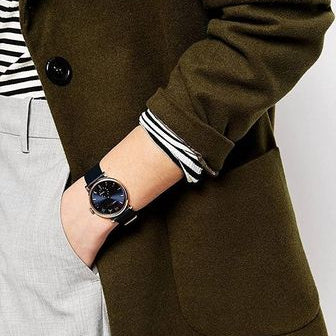 Marc Jacobs Baker Navy Blue Dial Navy Blue Leather Strap Watch for Women - MBM1329