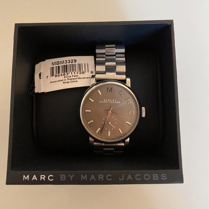 Marc Jacobs Baker Brown Dial Silver Steel Strap Watch For Women - MBM3329