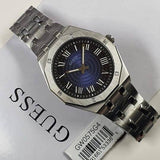 Guess Asset Quartz Blue Dial Silver Steel Strap Watch For Men - GW0575G4
