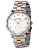 Marc Jacobs Baker White Dial Two Tone Steel Strap Watch for Women - MBM3312