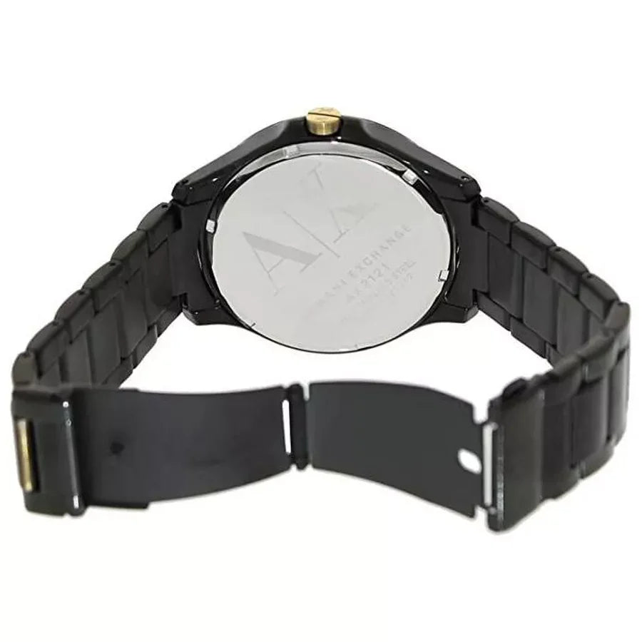 Armani Exchange Hampton Chronograph Black Dial Black Steel Strap Watch For Men - AX2121
