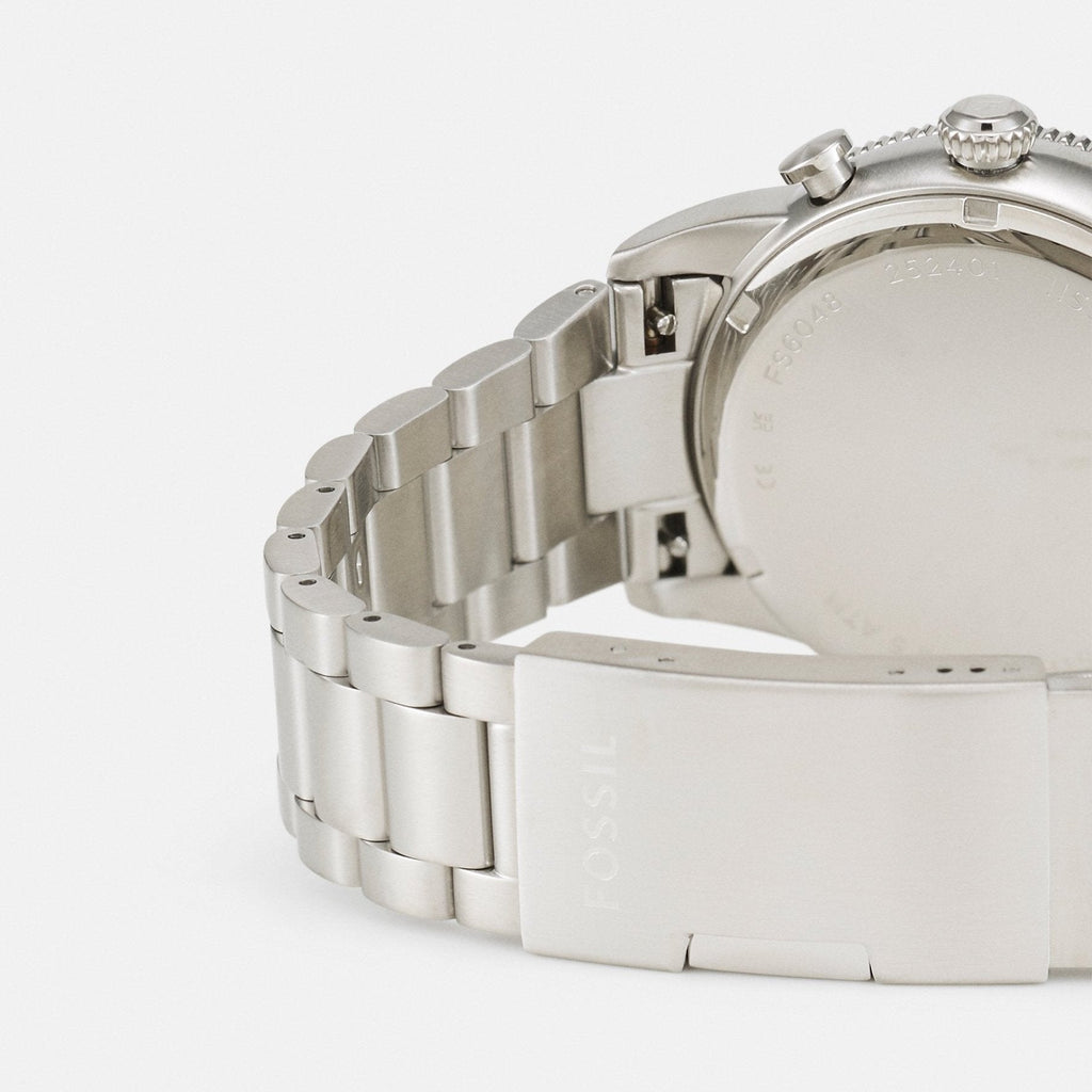 Fossil Sport Tourer Chronograph Green Dial Silver Steel Strap Watch for Men - FS6048