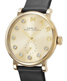 Marc Jacobs Baker Gold Dial Black Leather Strap Watch for Women - MBM1399