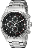 Armani Exchange The Driver Chronograph Black Dial Silver Steel Strap Watch For Men - AX1612