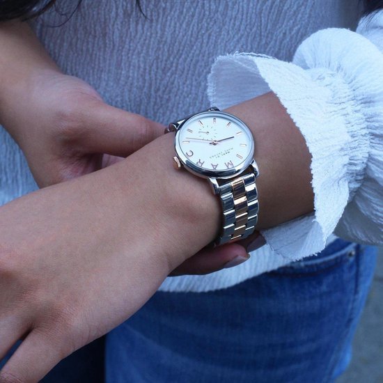 Marc Jacobs Baker White Dial Two Tone Steel Strap Watch for Women - MBM3312