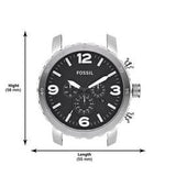 Fossil Nate Chronograph Black Dial Silver Steel Strap Watch for Men - JR1353