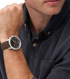 Fossil Neutra Chronograph Black Dial Brown Leather Strap Watch for Men - FS6024