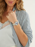 Guess Crown Jewel Diamonds Blue Dial Silver Steel Strap Watch for Women - GW0410L1