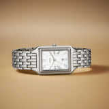 Fossil watch 6102tQn2I3L with rectangular face and silver band
